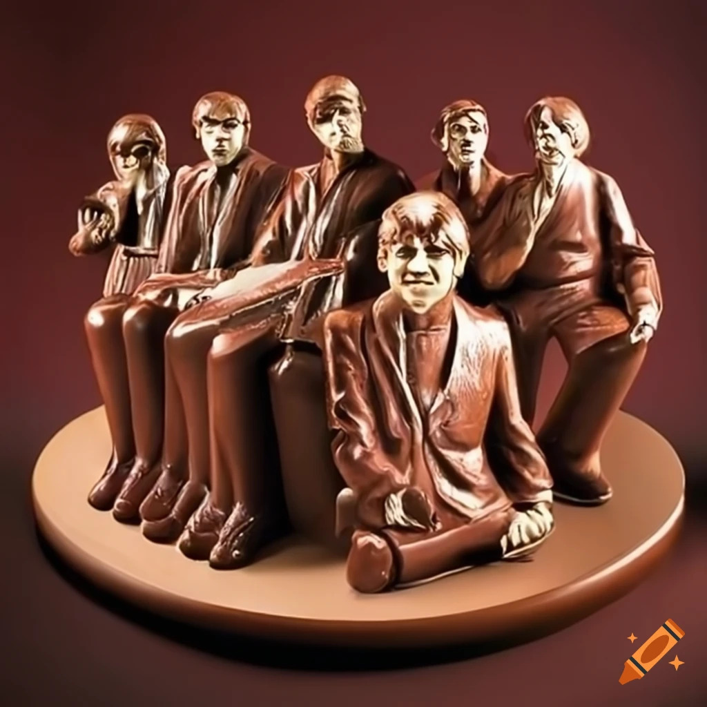 Une famille de figurines en chocolat